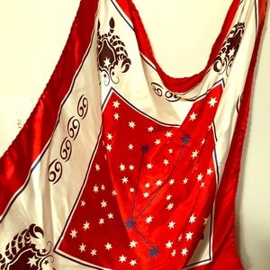 Vintage astrology cancer silk rolled edge scarf